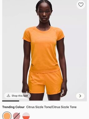 lululemon athletica Citrus Orange Short Sleeve Performance Tee
